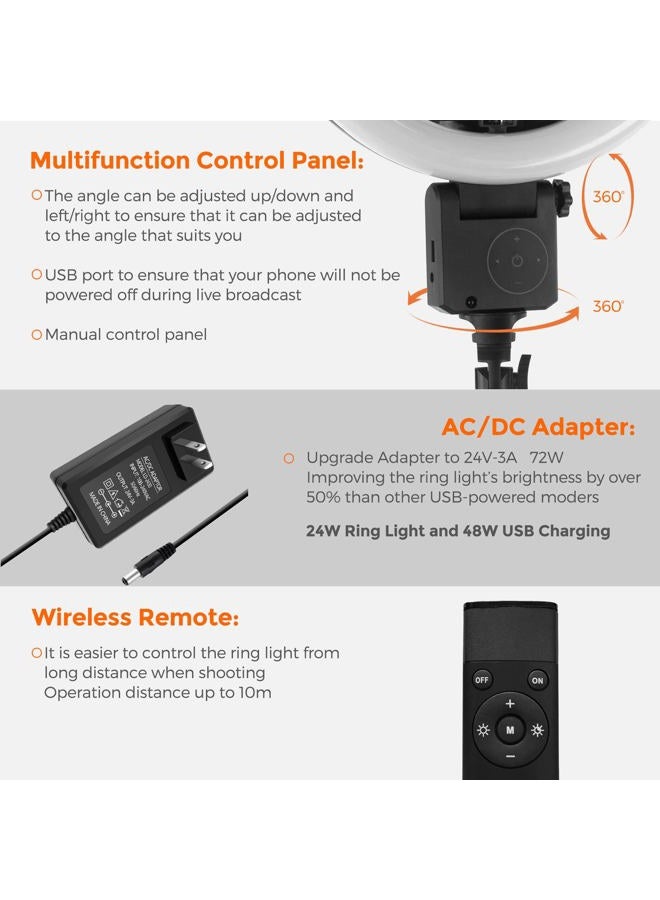AGOGO 12'' LED Ring Light with Tripod Stand and Phone Holder, 24W High Power LED Bulb,Selfie Halo Light for Photography/Makeup/Vlogging/Live Streaming - Image 5